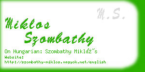 miklos szombathy business card